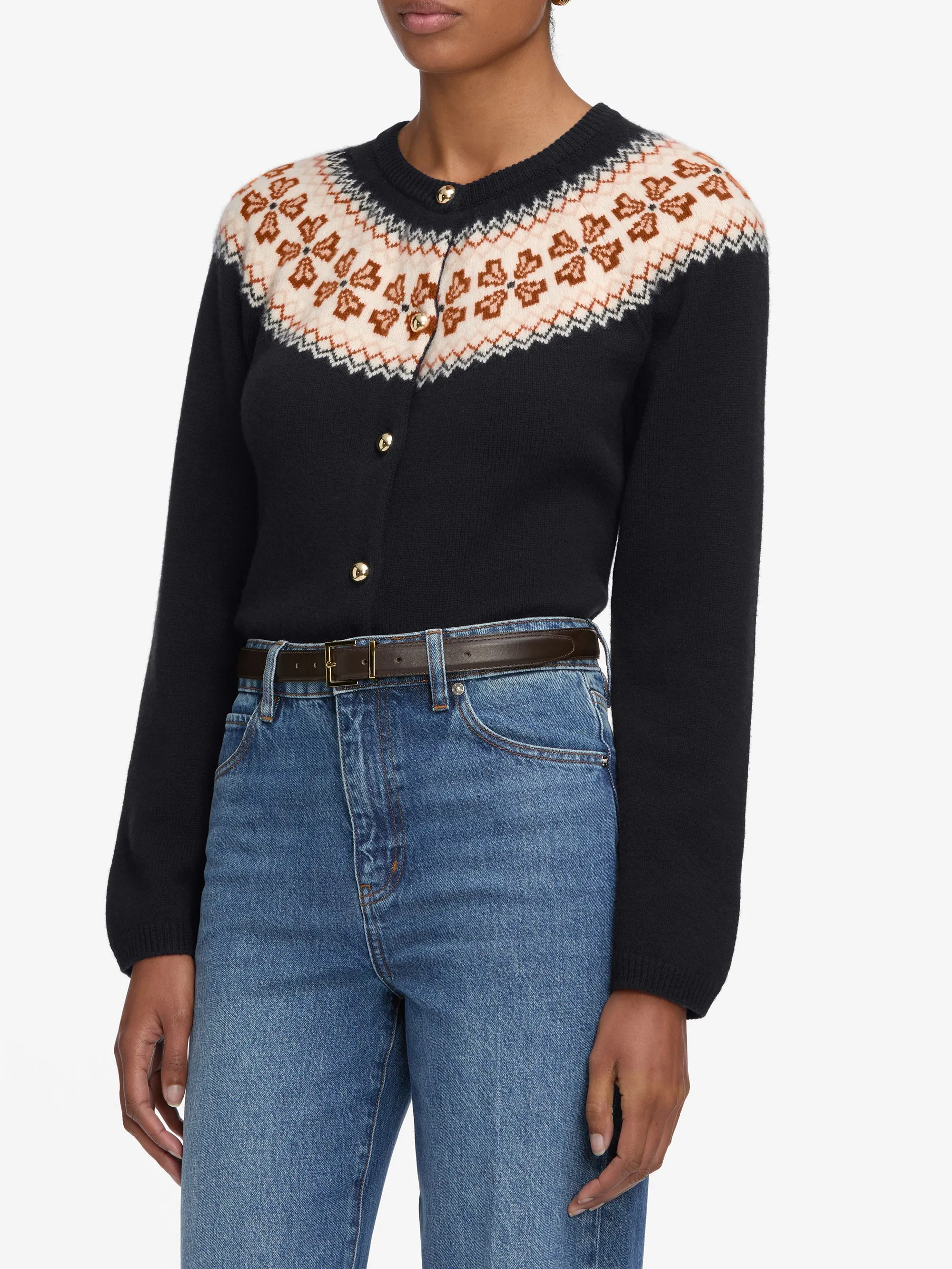 The Cashmere Fairisle Cardi -- Navy sold by Frame Denim product image thumbnail 5