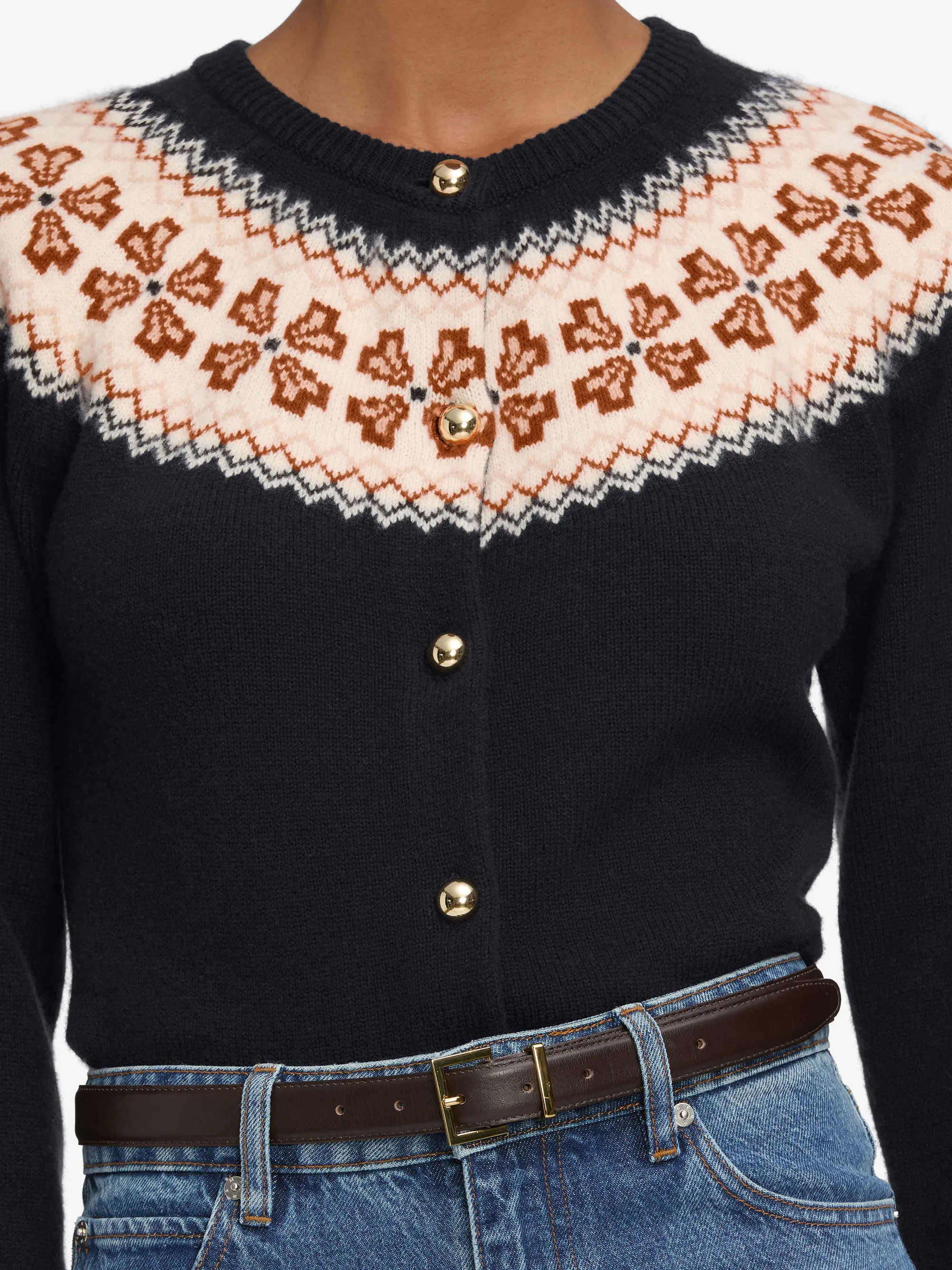 The Cashmere Fairisle Cardi -- Navy sold by Frame Denim product image thumbnail 4