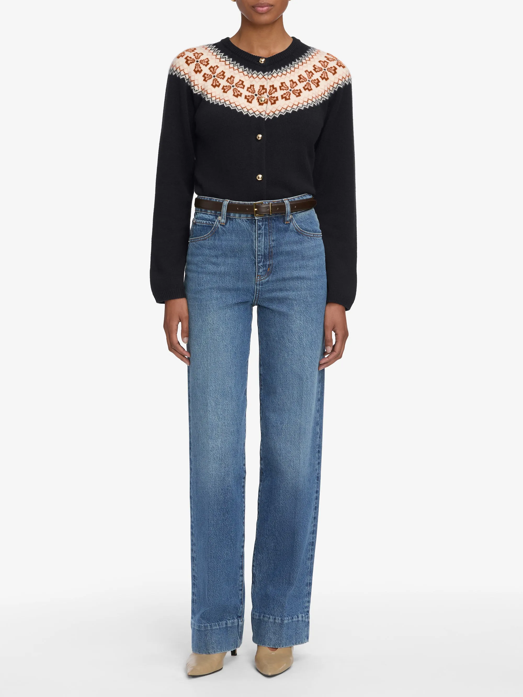 The Cashmere Fairisle Cardi -- Navy sold by Frame Denim product image thumbnail 2