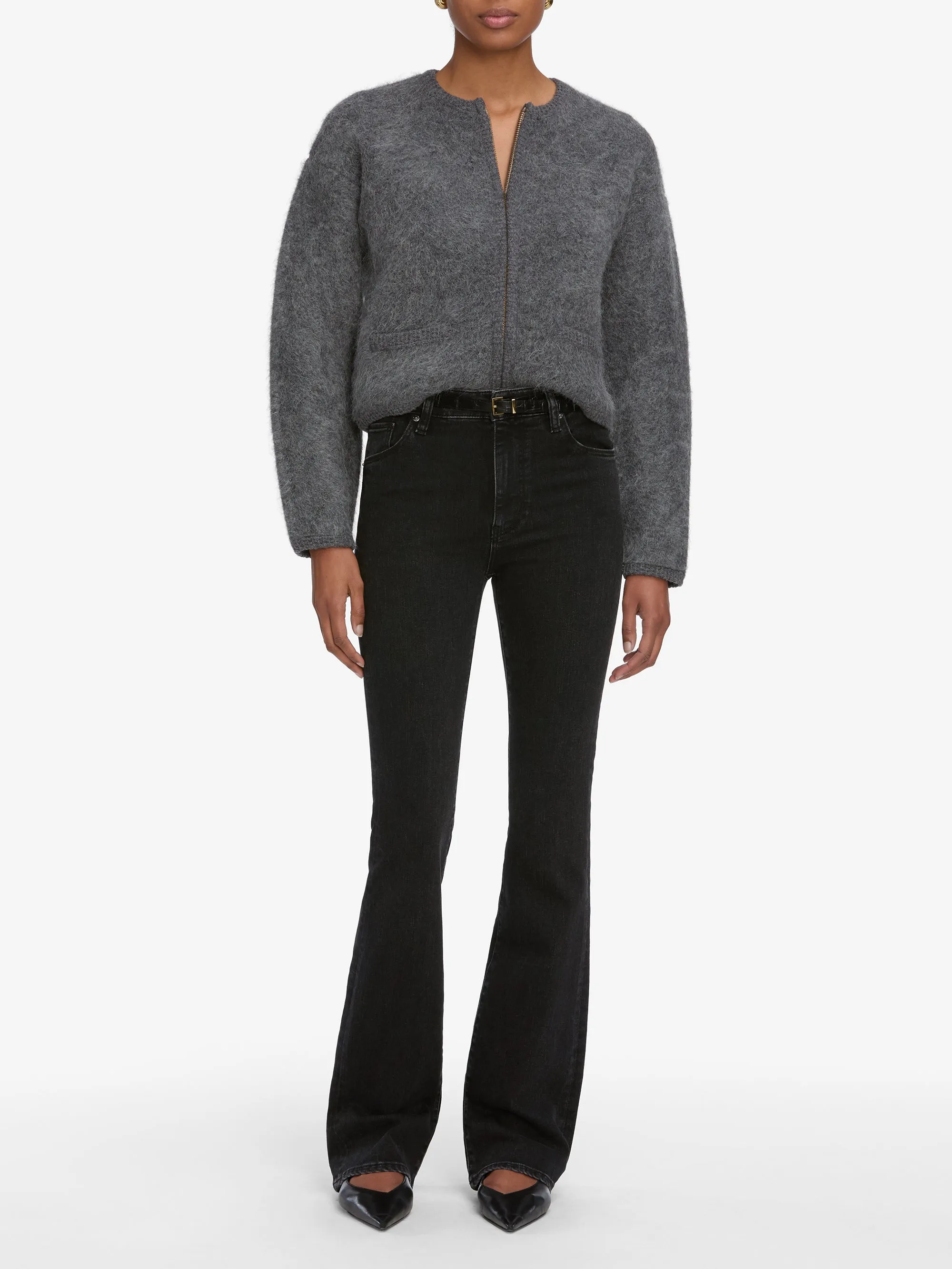 The Lofty Crochet Cardi -- Dark Heather Grey sold by Frame Denim product image thumbnail 2