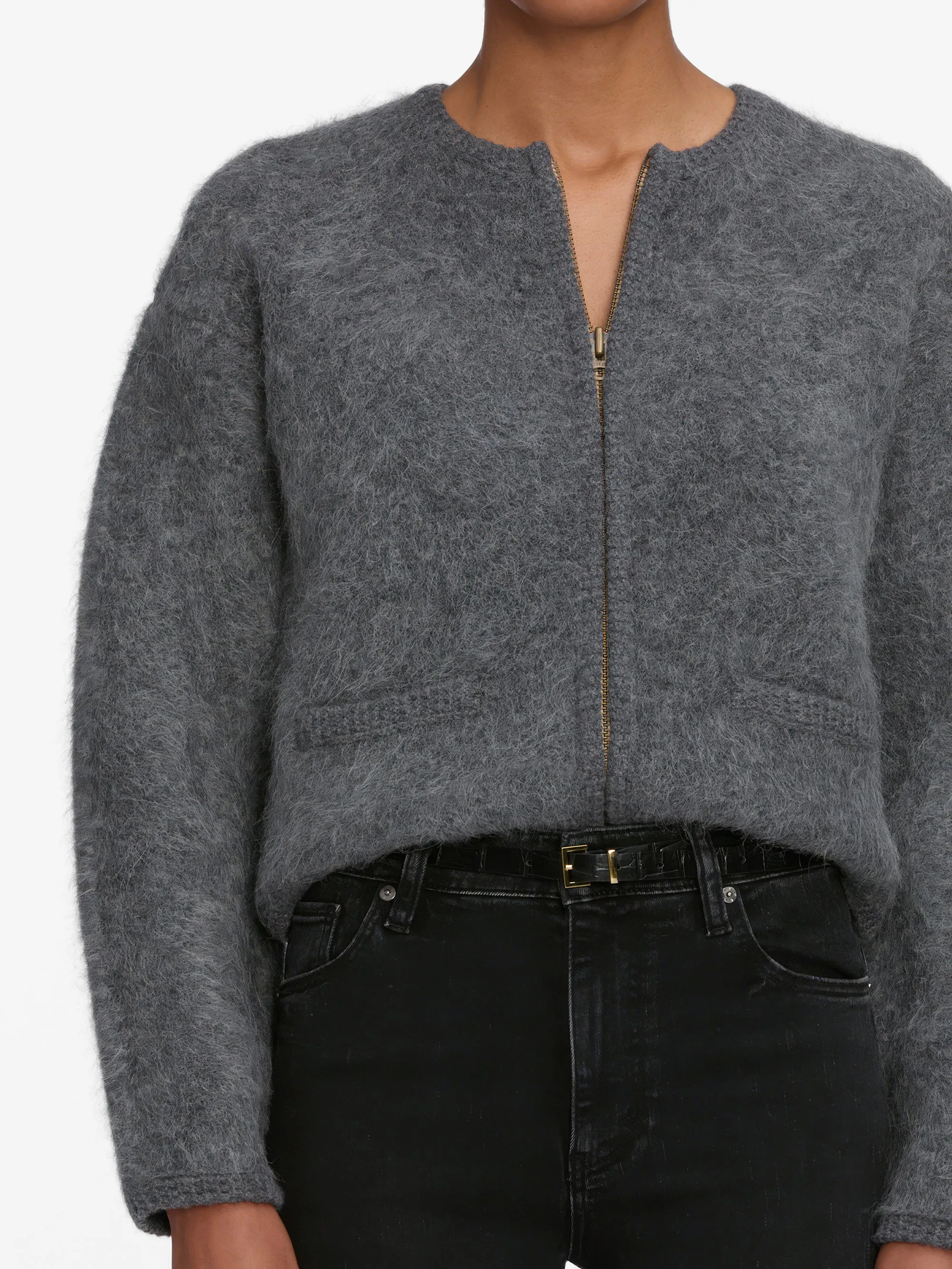 The Lofty Crochet Cardi -- Dark Heather Grey sold by Frame Denim product image thumbnail 4