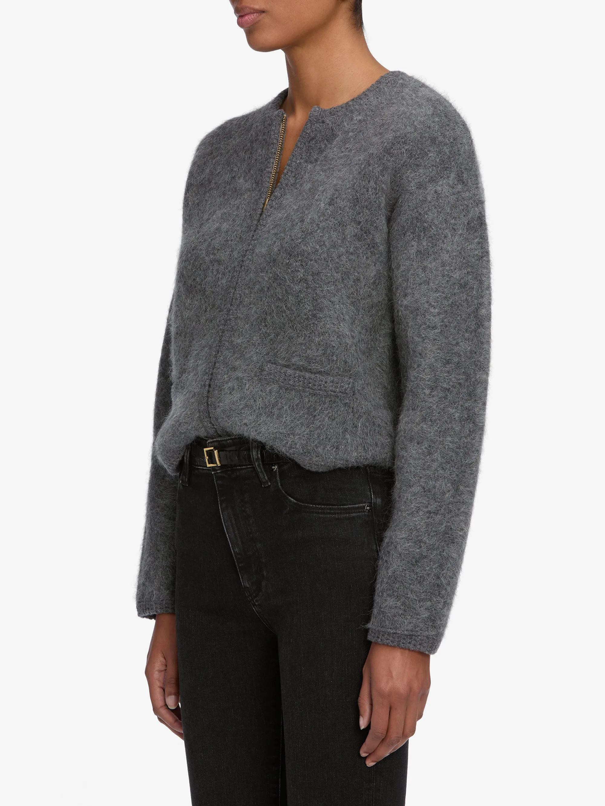 The Lofty Crochet Cardi -- Dark Heather Grey sold by Frame Denim product image thumbnail 5