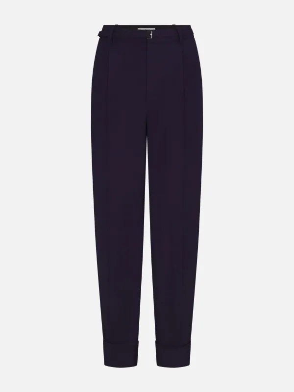 The Cuffed Pleated Trouser -- Royal Purple sold by Frame Denim