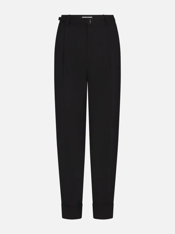 The Cuffed Pleated Trouser -- Black sold by Frame Denim