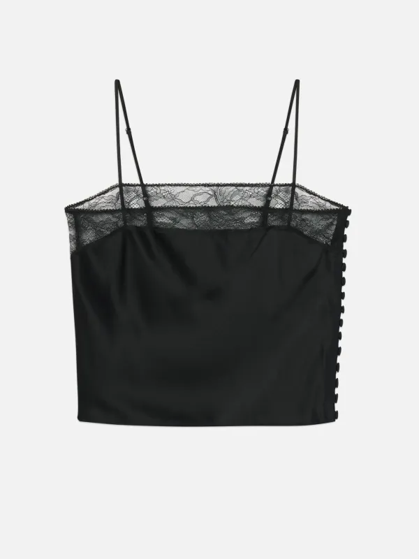 The Lace Inset Cami -- Black made by Frame Denim