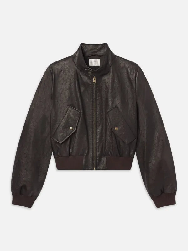 The Leather Harrington Jacket -- Coffee sold by Frame Denim
