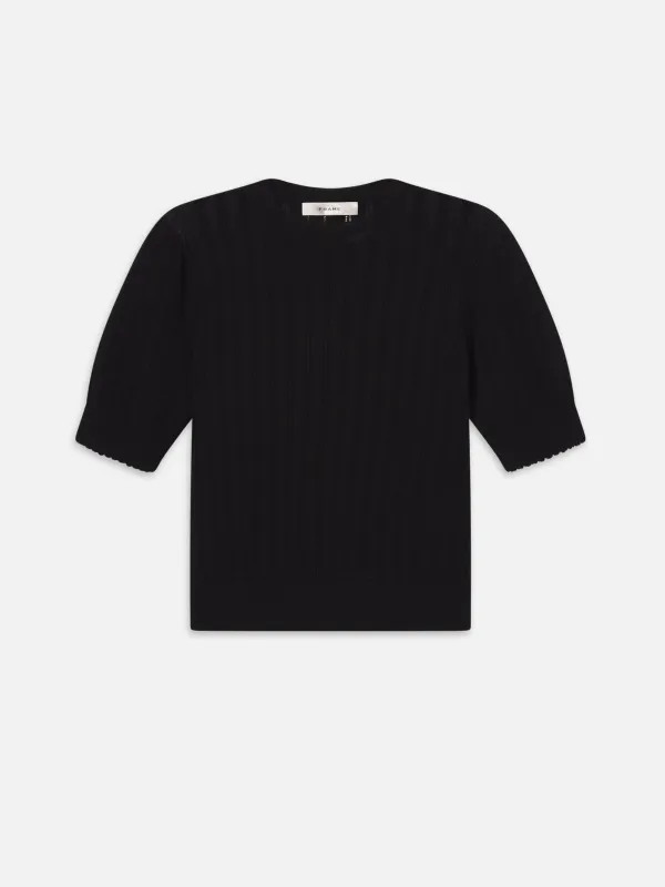 The Ladder Pointelle Sweater -- Black sold by Frame Denim