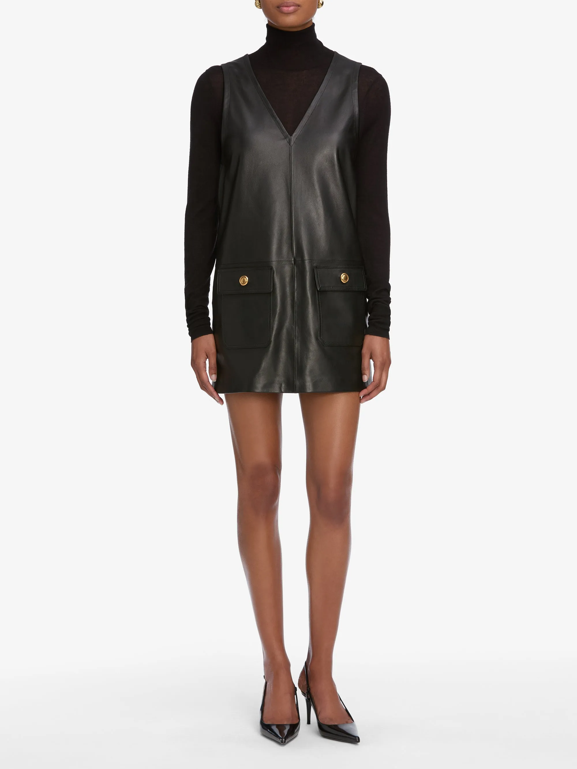 The Leather Pinafore Dress -- Black sold by Frame Denim product image thumbnail 2