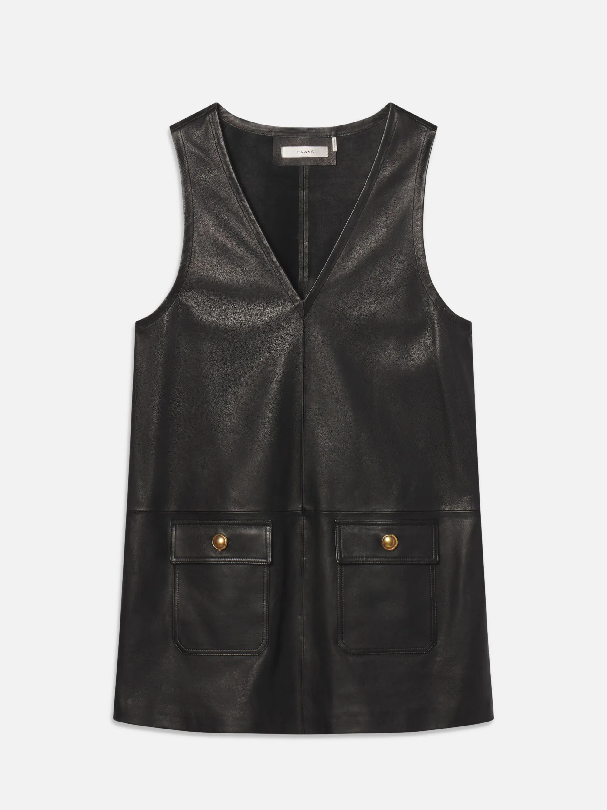 The Leather Pinafore Dress -- Black sold by Frame Denim