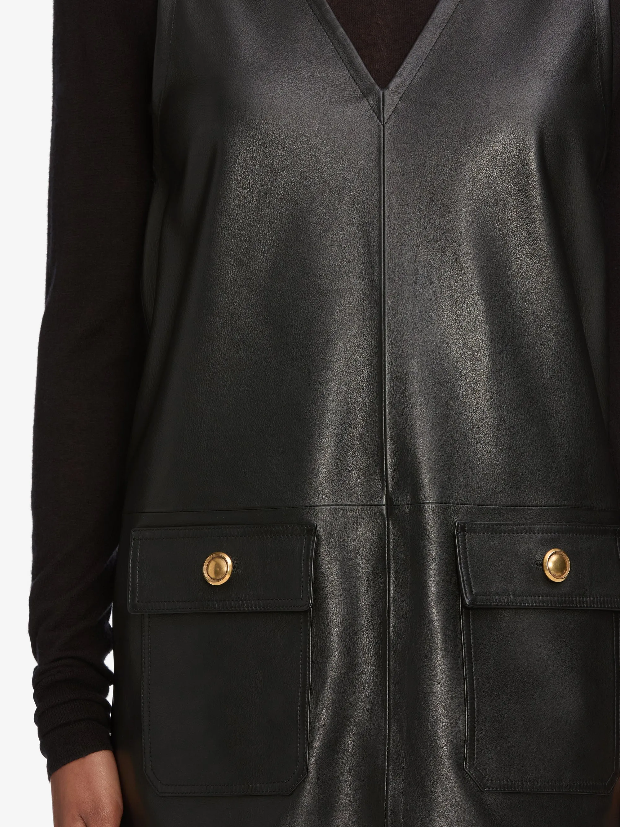 The Leather Pinafore Dress -- Black sold by Frame Denim product image thumbnail 3