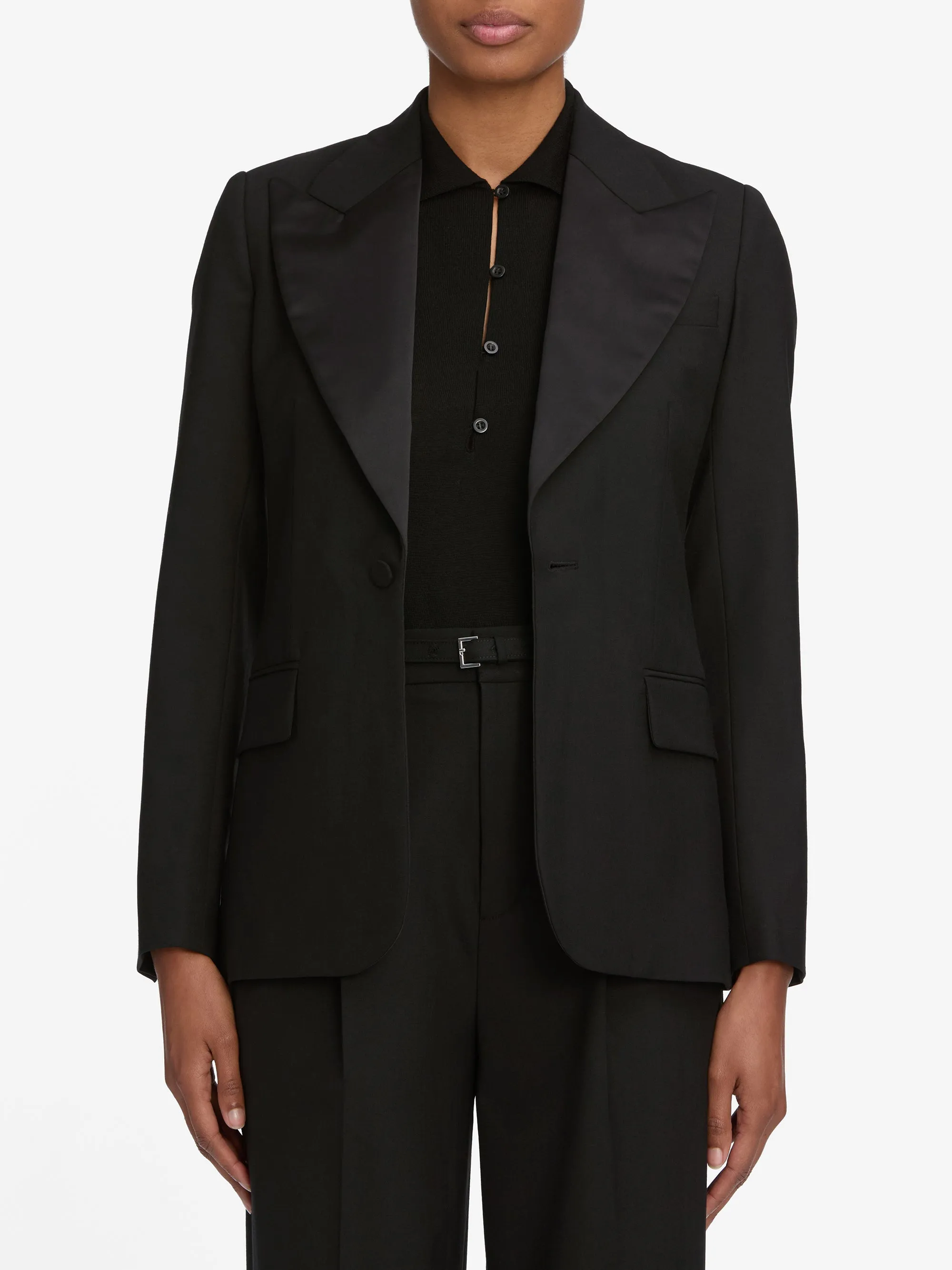 The Peak Lapel Blazer -- Black sold by Frame Denim product image thumbnail 3