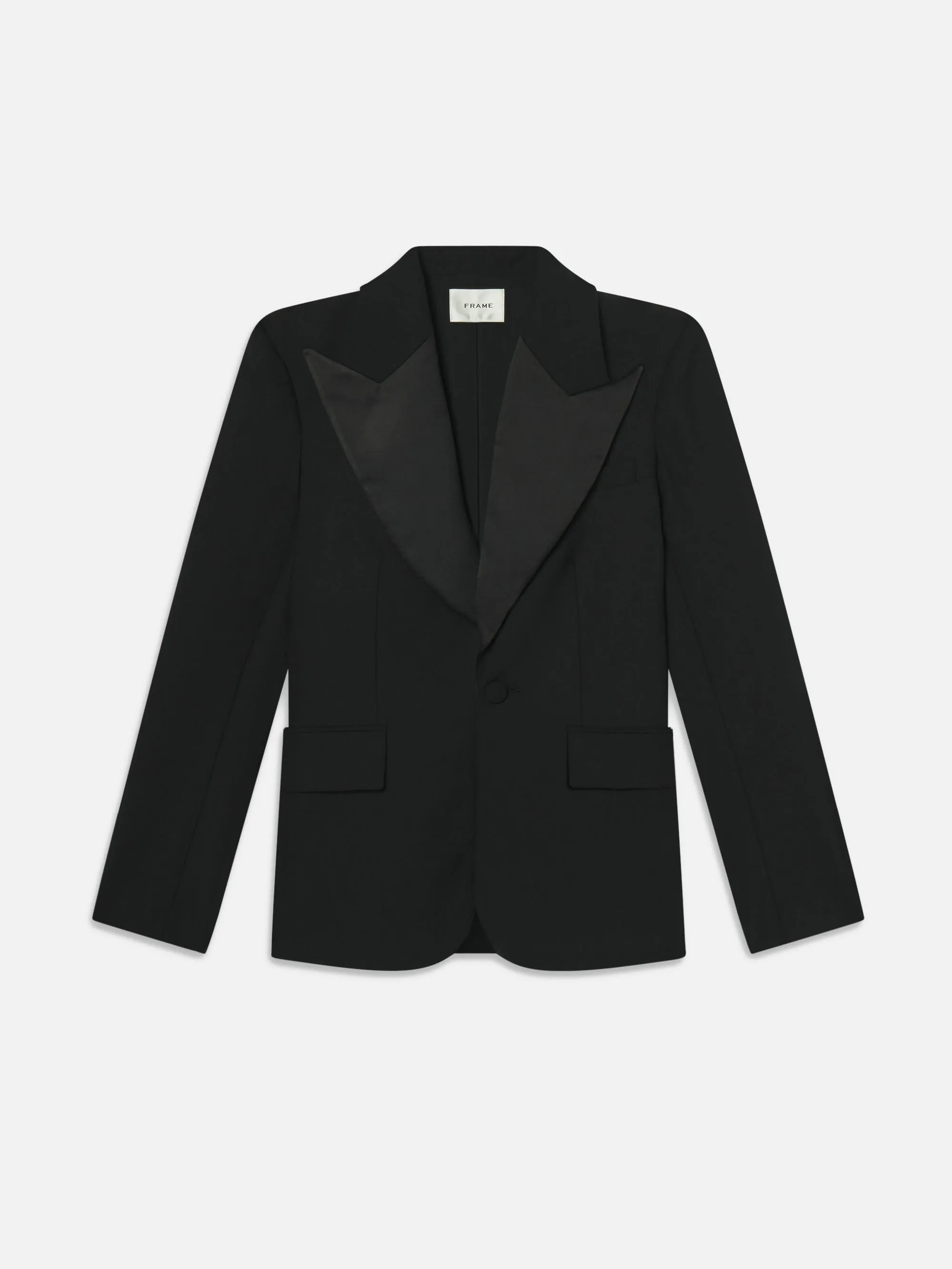 The Peak Lapel Blazer -- Black sold by Frame Denim