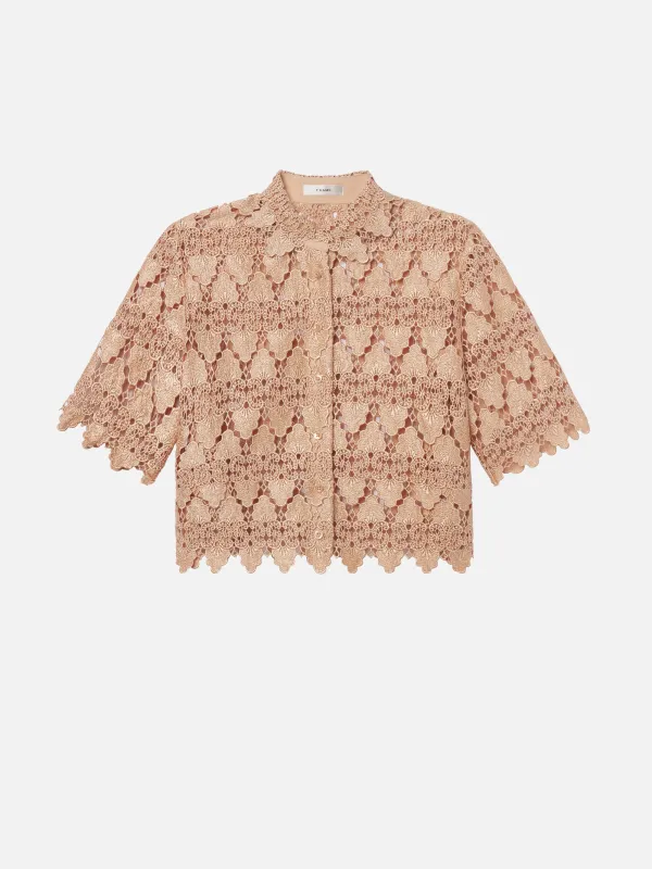 The Lace Button Up Shirt -- Blush sold by Frame Denim