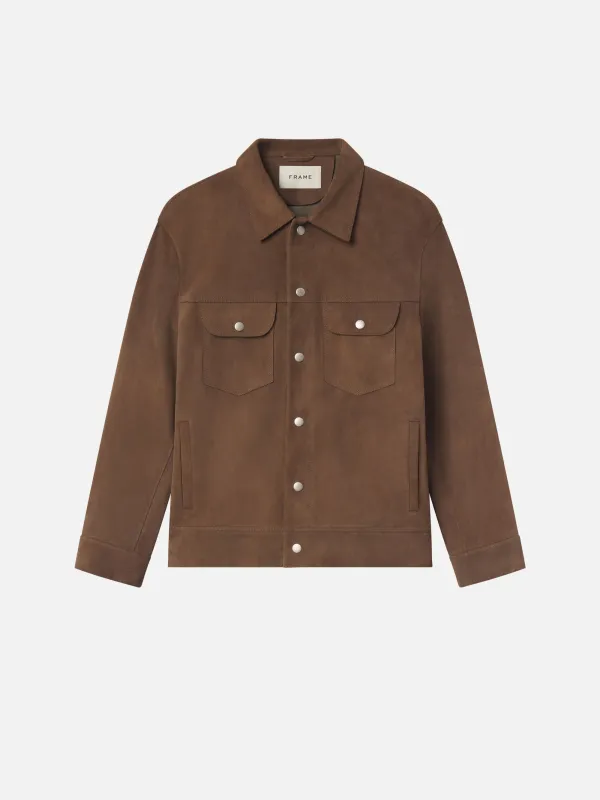 Suede Trucker Jacket -- Mocha made by Frame Denim