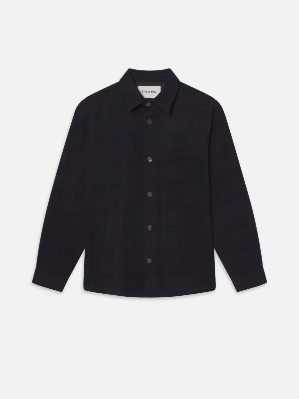 Wool Blend Plaid Shirt -- Navy Multi made by Frame Denim