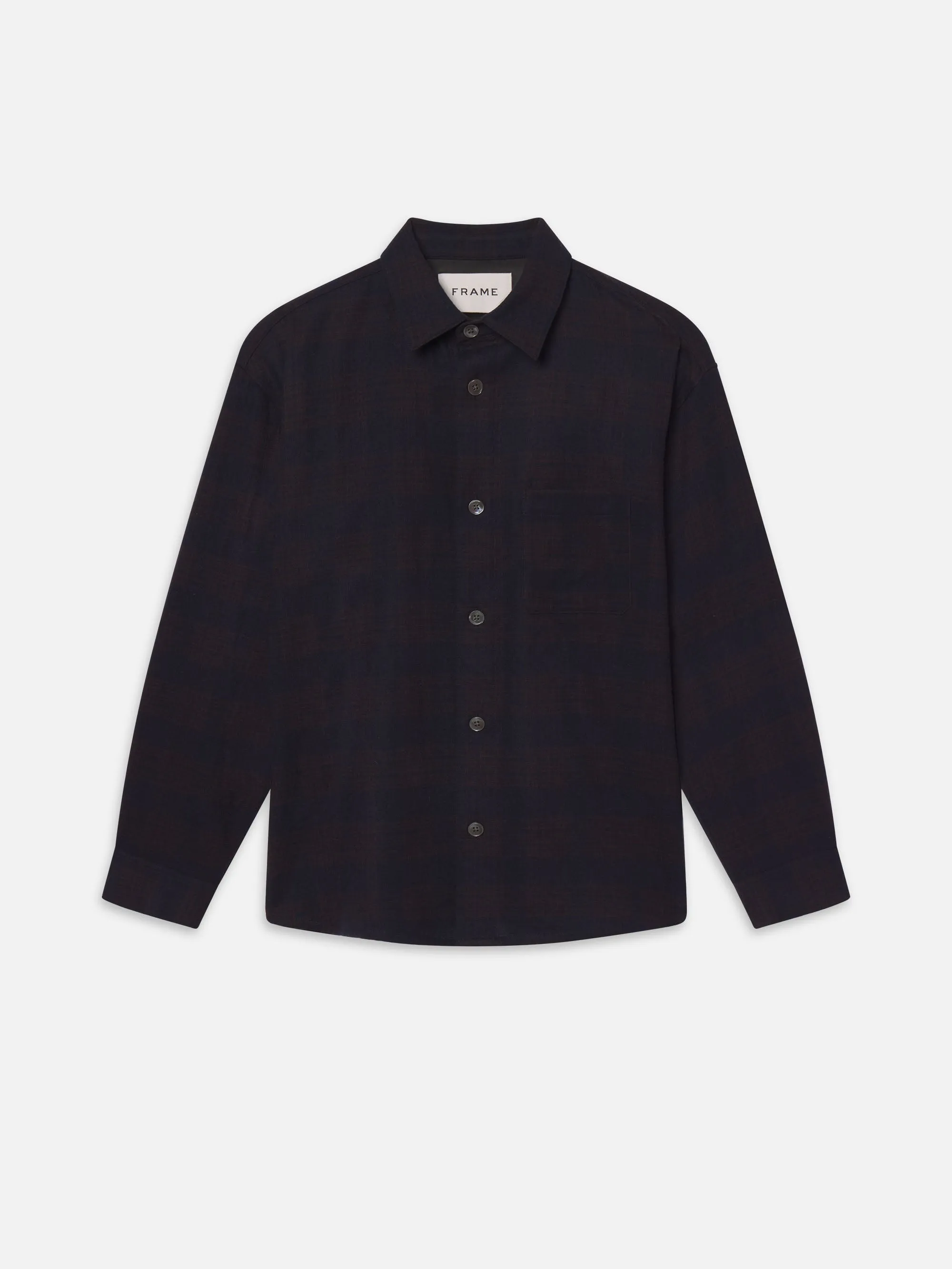 Wool Blend Plaid Shirt -- Navy Multi sold by Frame Denim