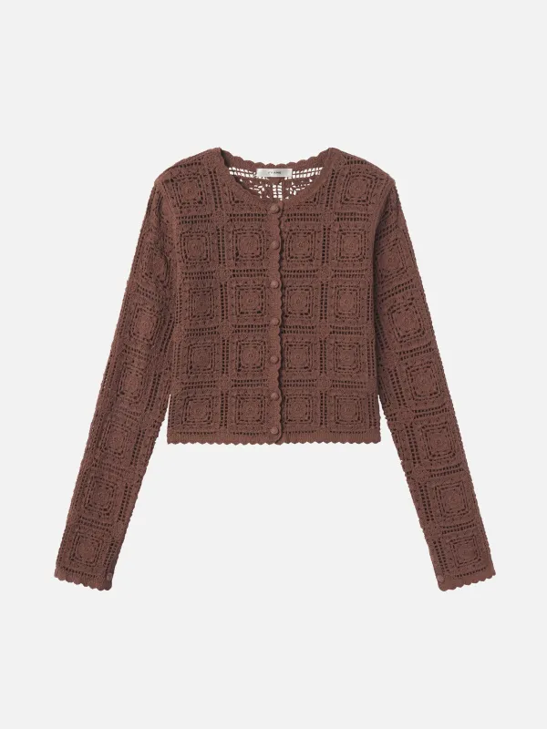 The Crochet Cardi -- Caramel sold by Frame Denim