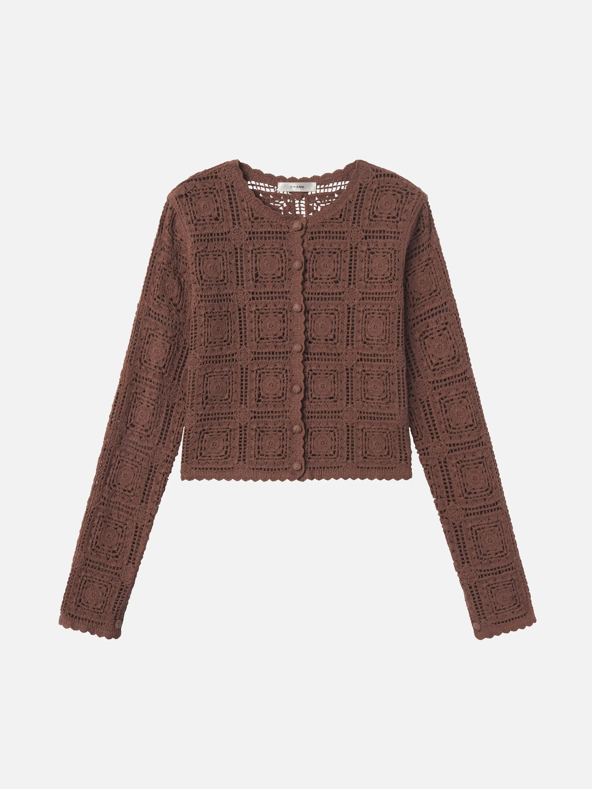 The Crochet Cardi -- Caramel sold by Frame Denim