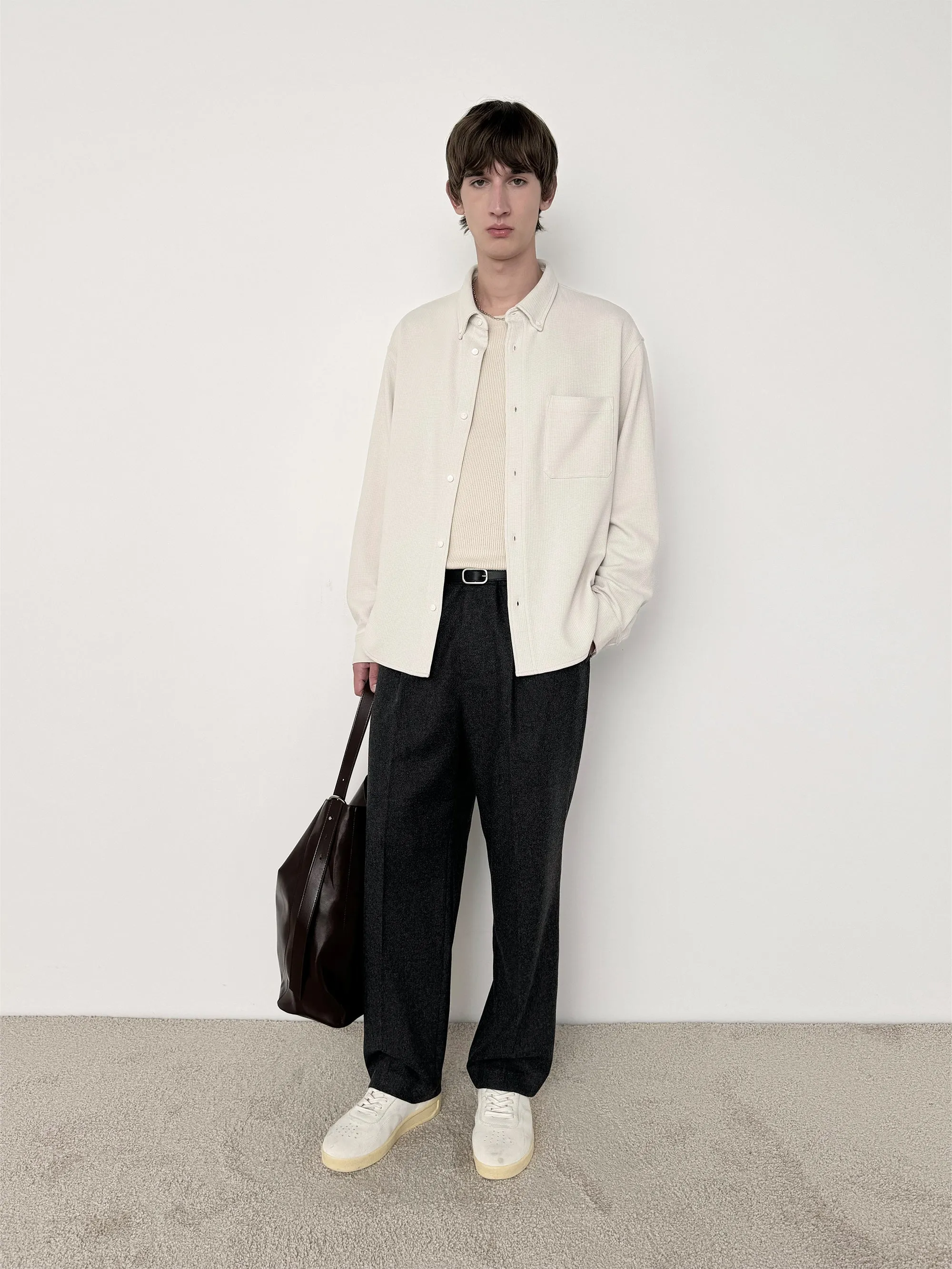 Waffle Textured Shirt -- Warm White sold by Frame Denim product image thumbnail 5