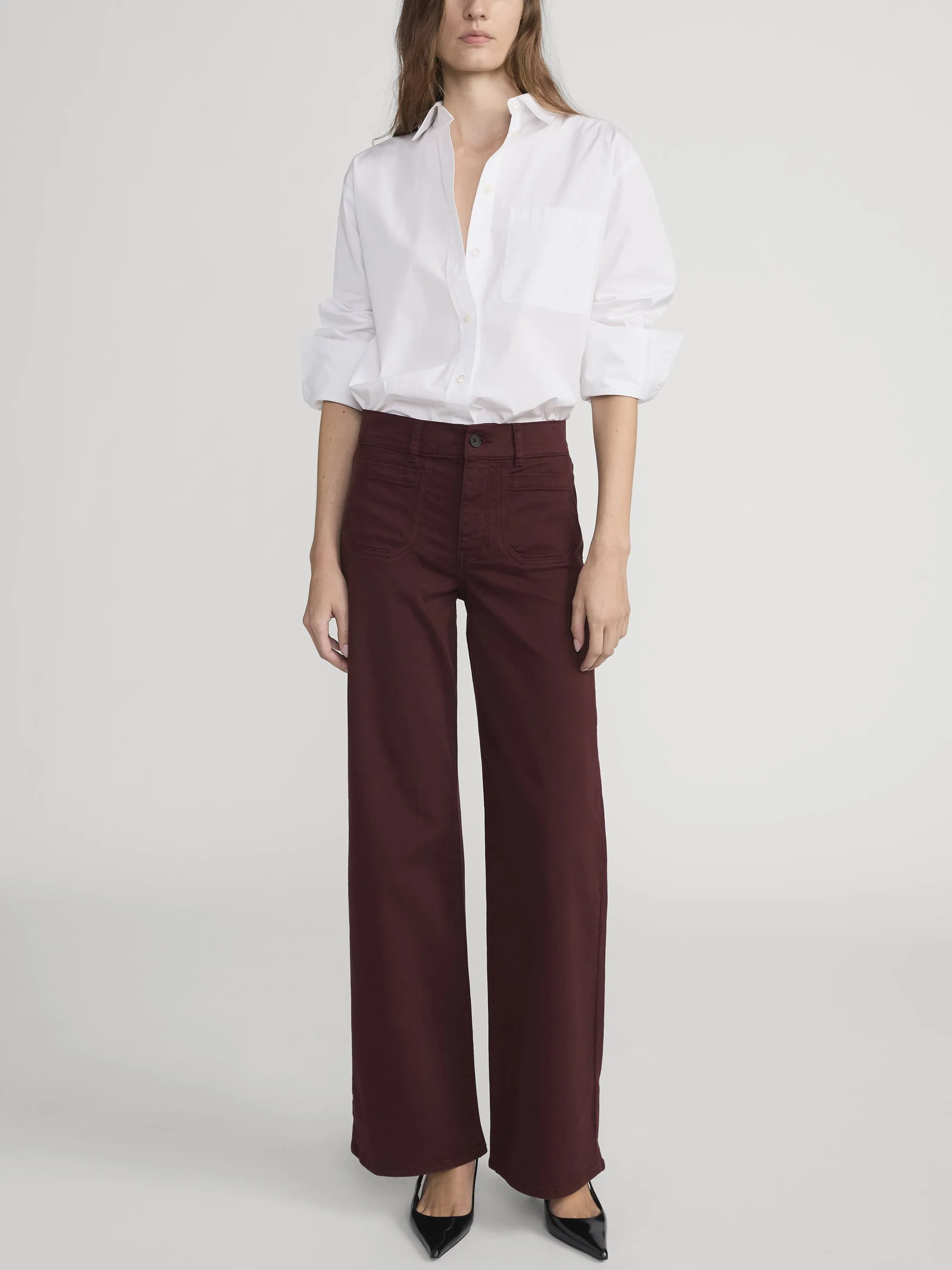 Le Slim Palazzo Modernist Pocket -- Cabernet sold by Frame Denim product image thumbnail 2