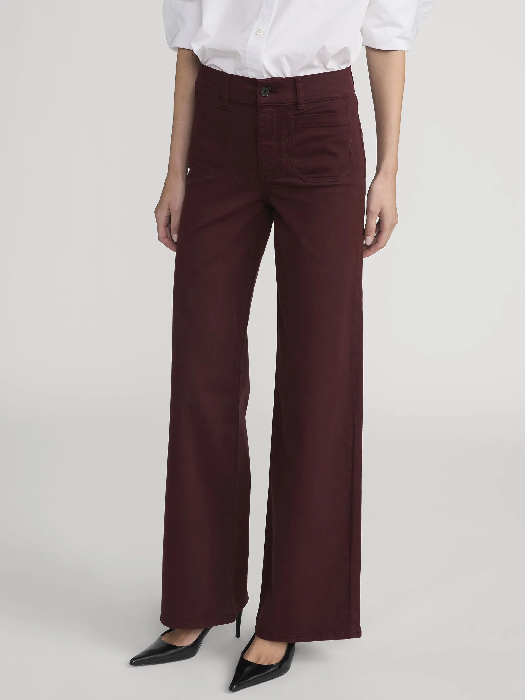 Le Slim Palazzo Modernist Pocket -- Cabernet sold by Frame Denim product image thumbnail 5