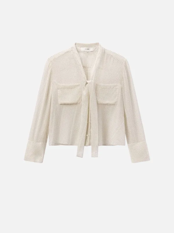 Polka Dot Modern Tie Blouse -- Ecru Multi sold by Frame Denim