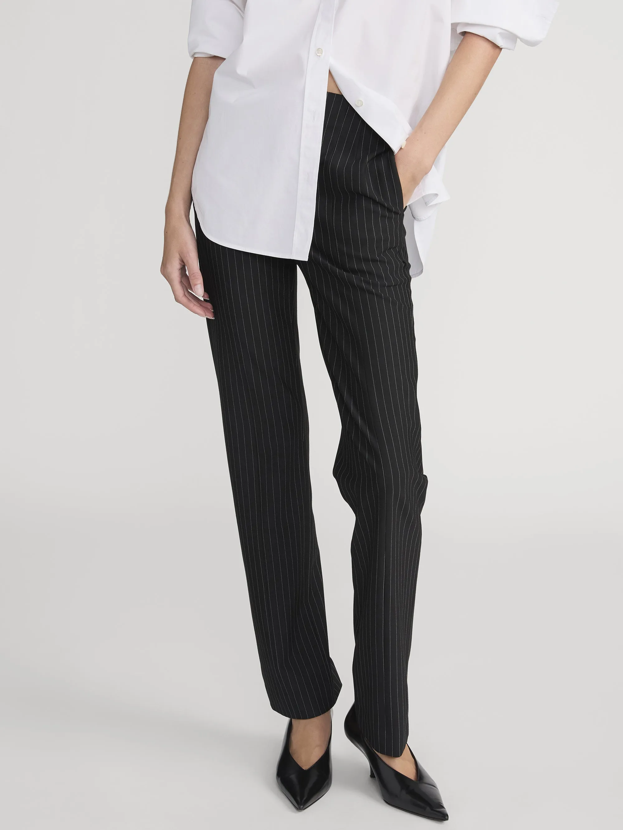 The Sleek Trouser -- Black Pinstripe sold by Frame Denim product image thumbnail 3