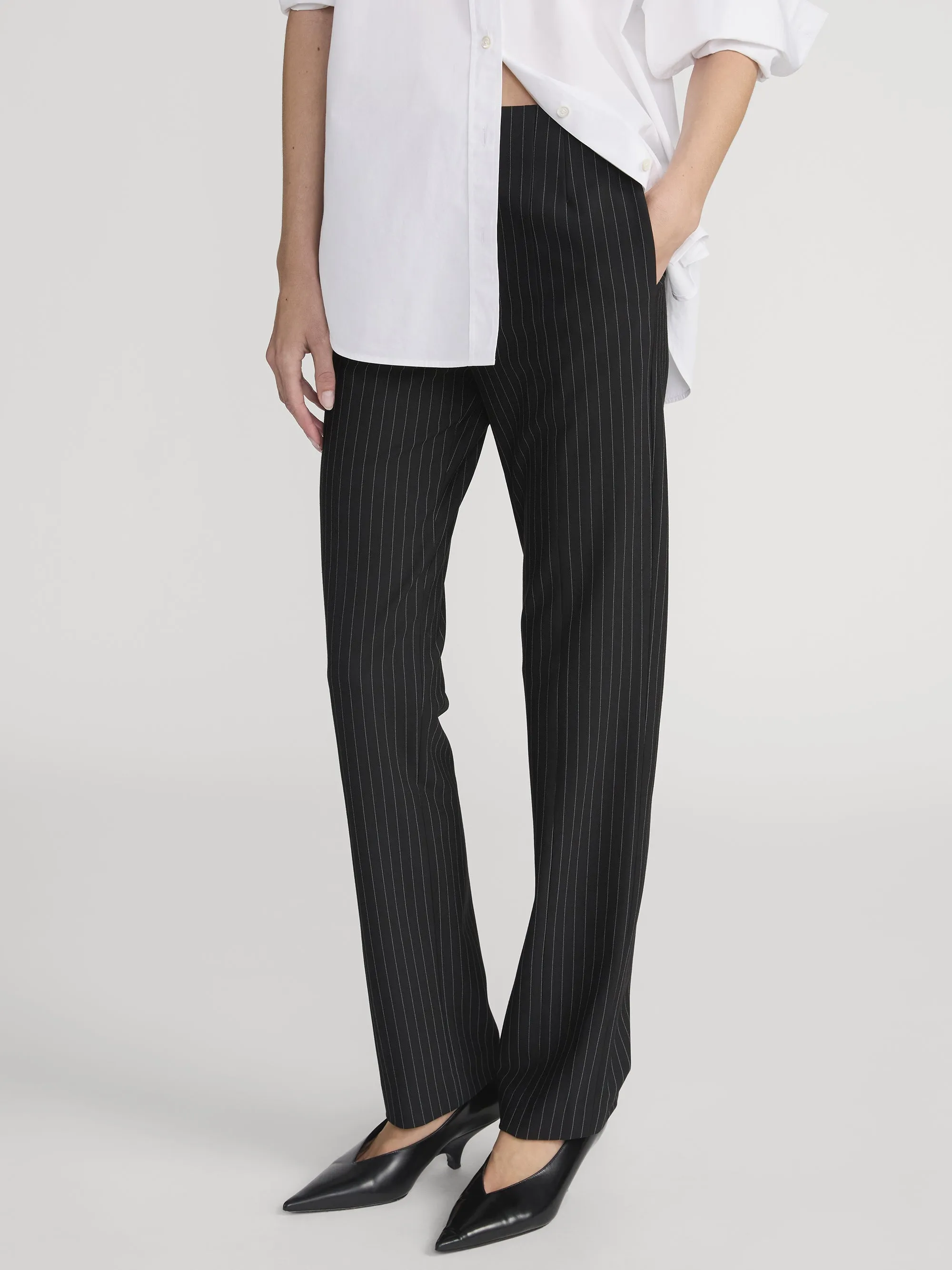 The Sleek Trouser -- Black Pinstripe sold by Frame Denim product image thumbnail 5