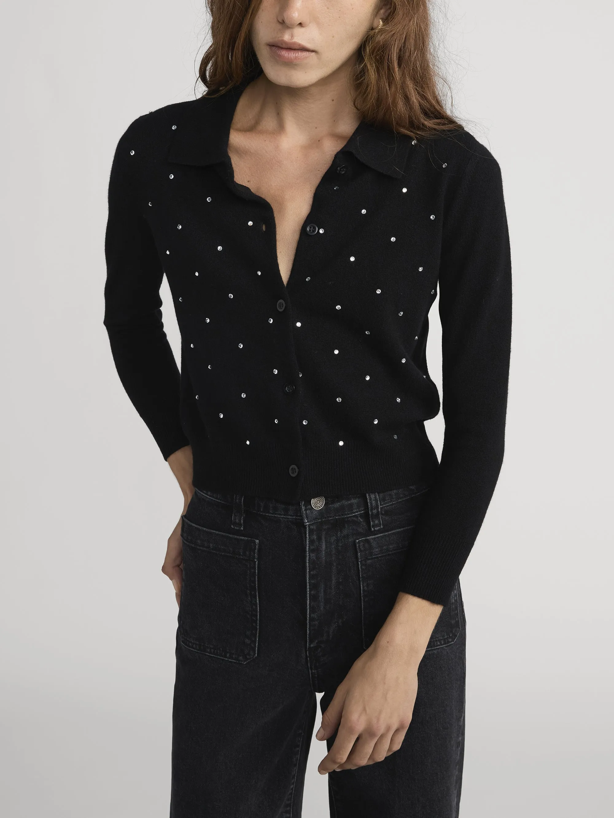 The Rhinestone Cardi -- Black sold by Frame Denim product image thumbnail 3