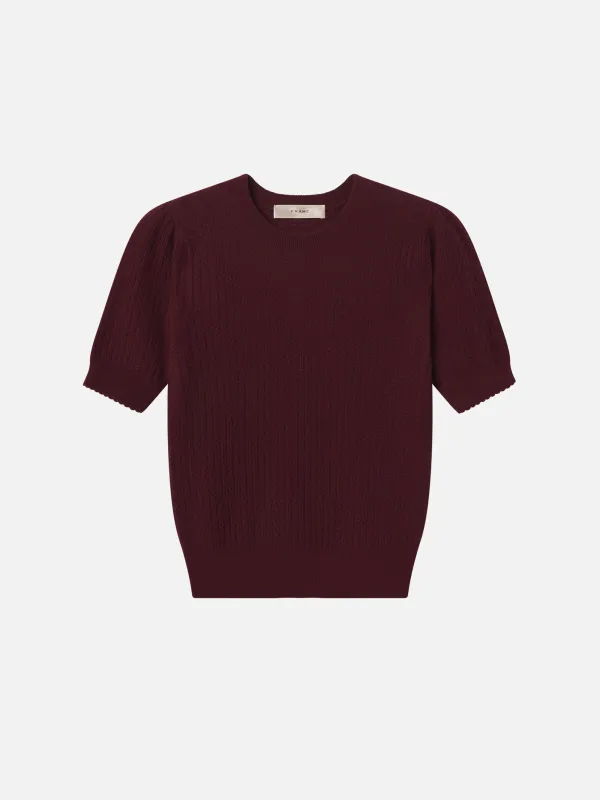 The Chain Pointelle Sweater -- Cabernet sold by Frame Denim