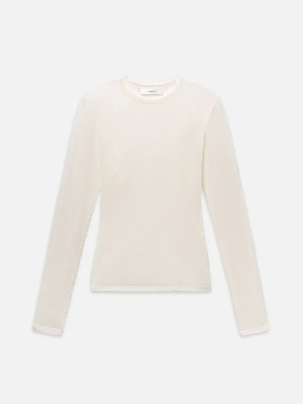 The Mesh Polka Dot Top -- Cream made by Frame Denim