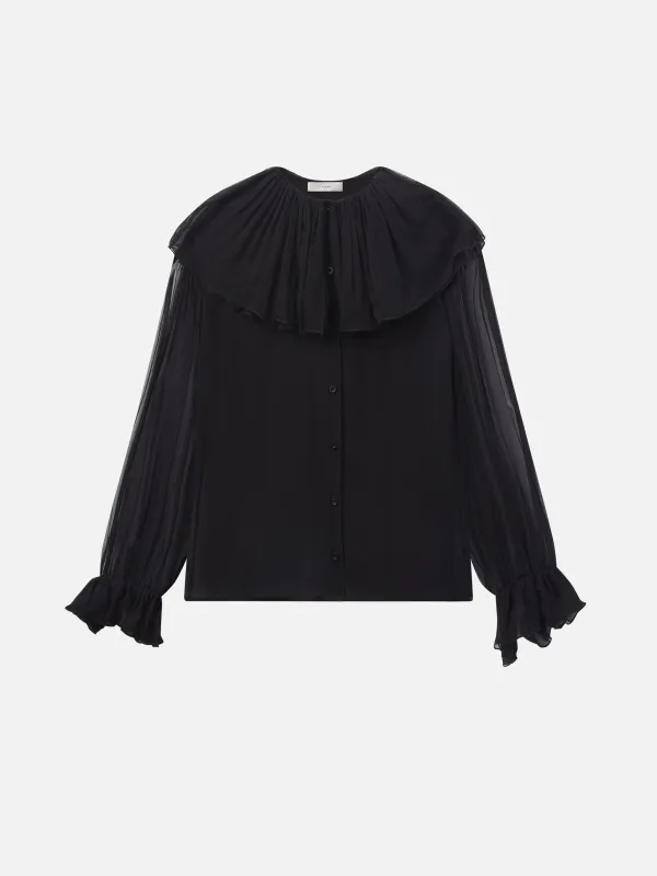 The Tiered Statement Blouse -- Black sold by Frame Denim