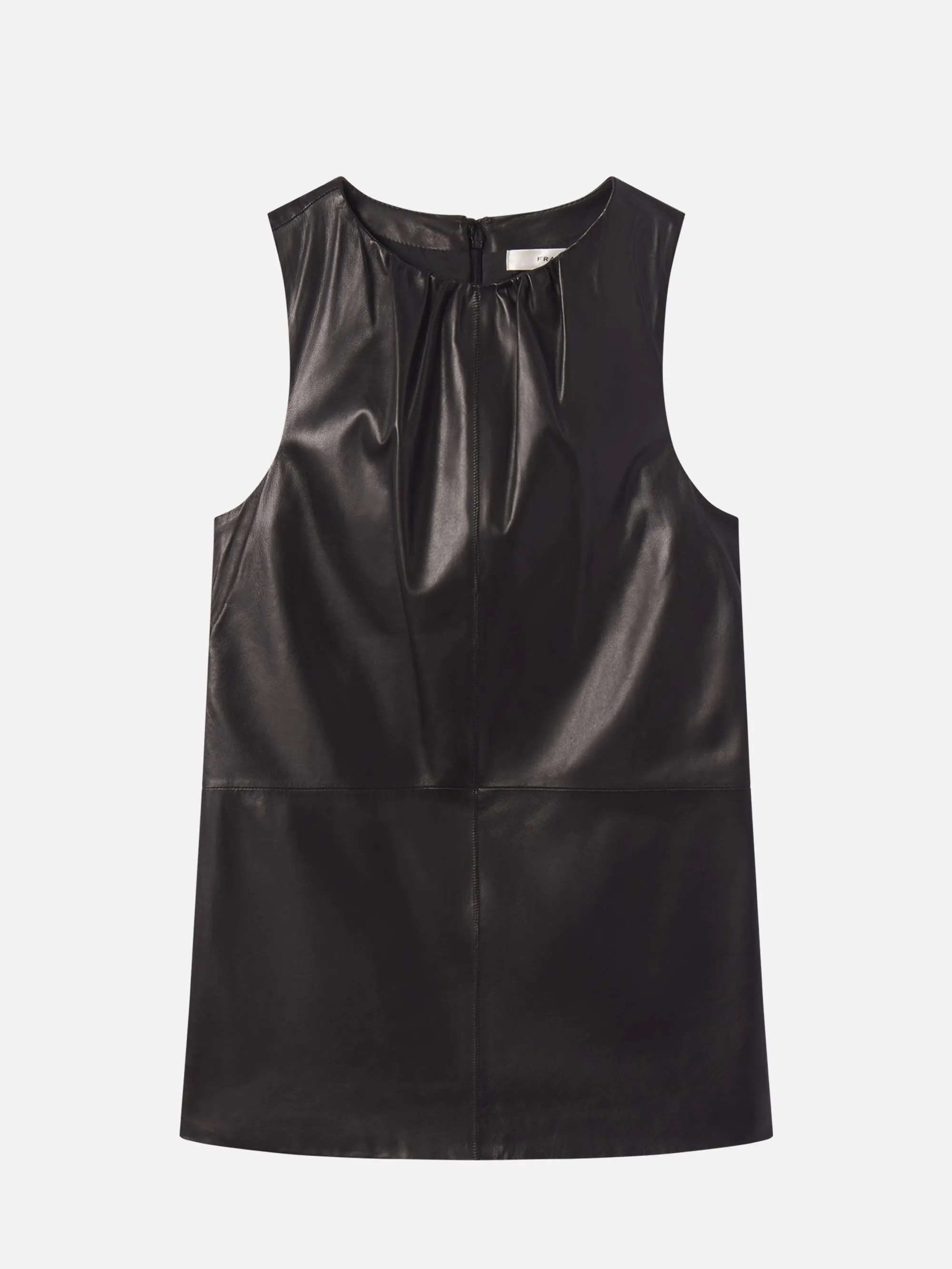 The Leather Gathered Dress -- Black sold by Frame Denim