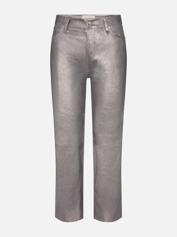 Le Sleek Straight Leather -- Broken Mirror sold by Frame Denim