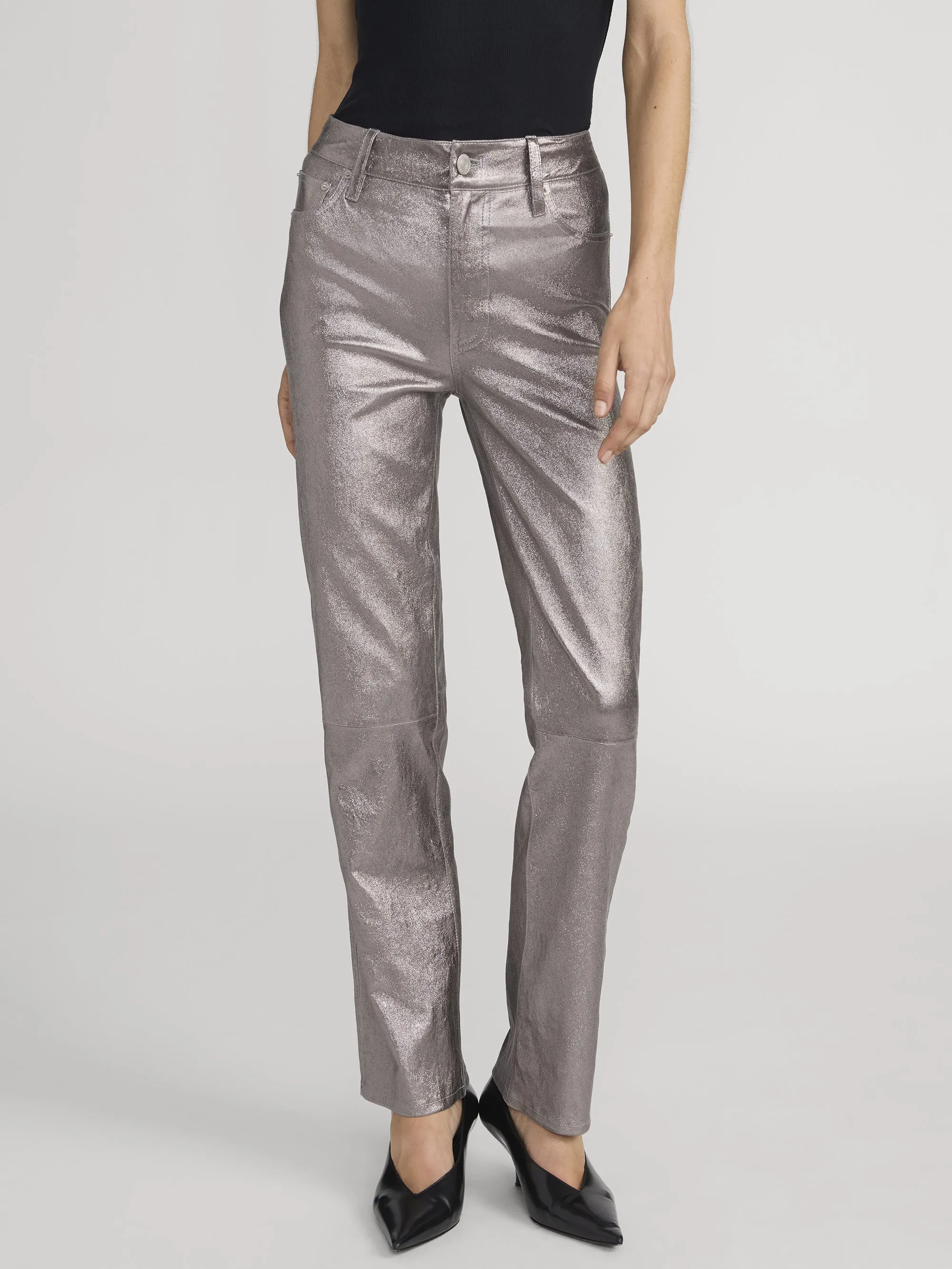 Le Sleek Straight Leather -- Broken Mirror sold by Frame Denim product image thumbnail 3