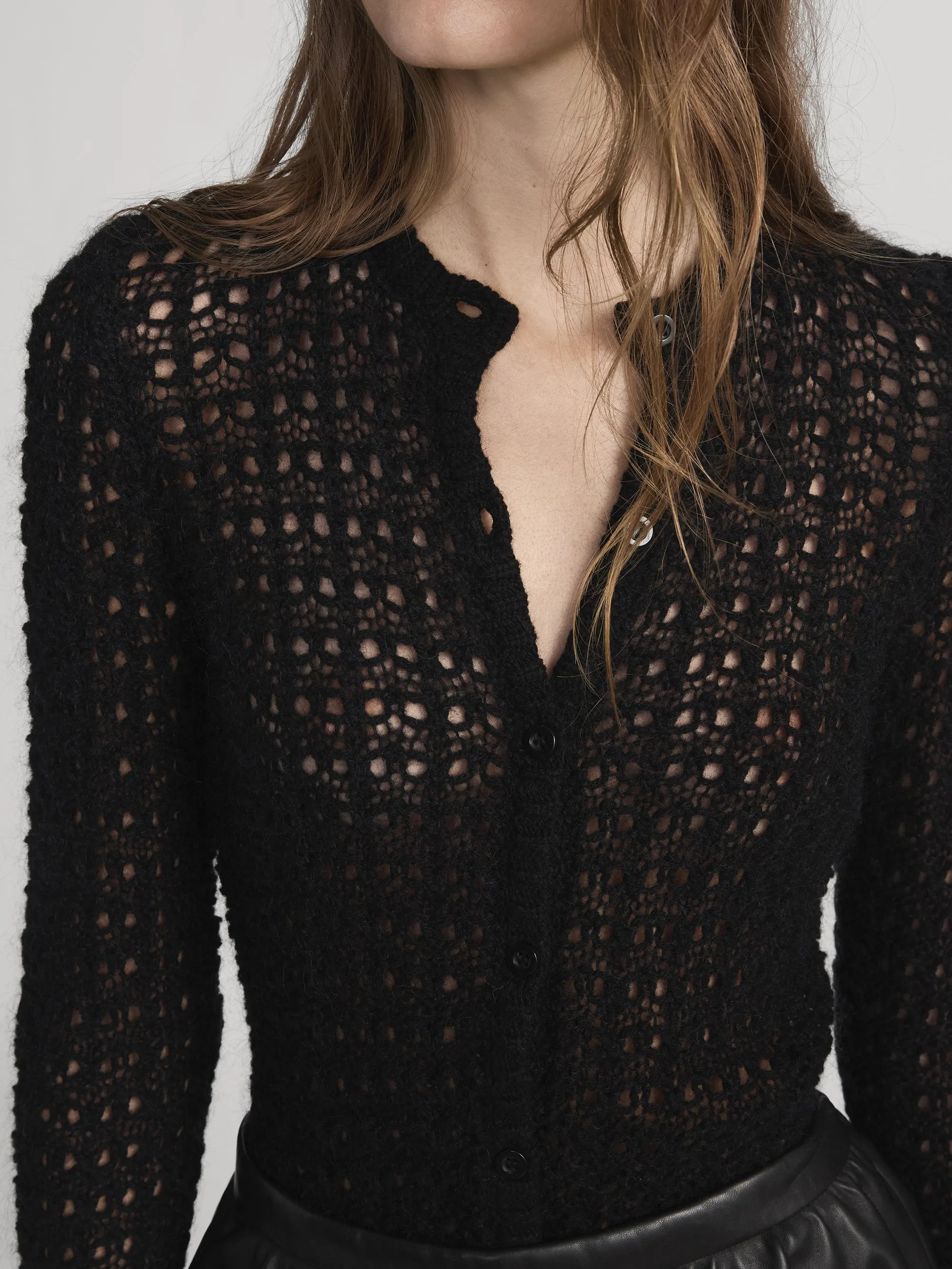 The Open Knit Cardi -- Black sold by Frame Denim product image thumbnail 4