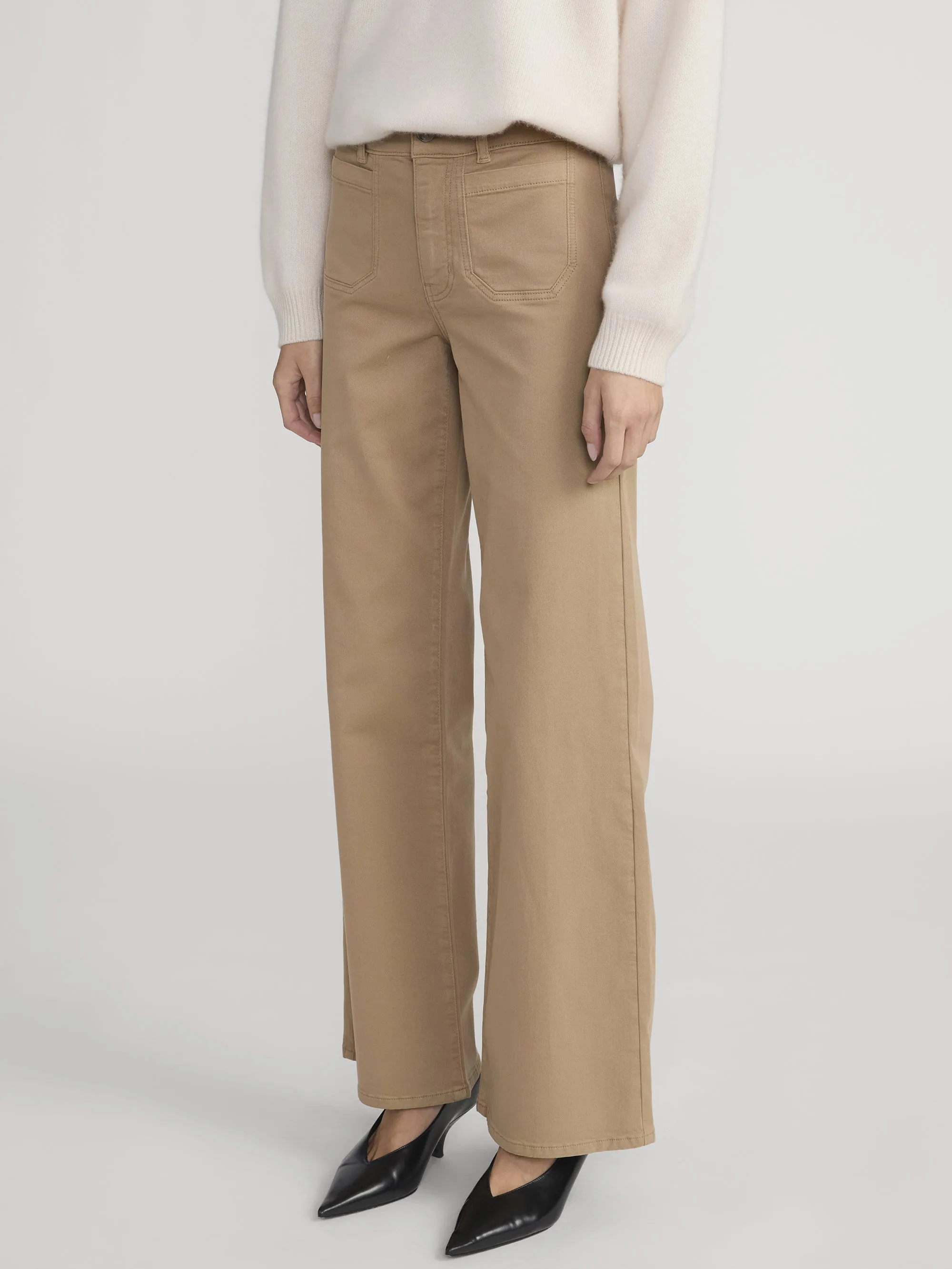 Le Slim Palazzo Modernist Pocket -- Khaki sold by Frame Denim product image thumbnail 5