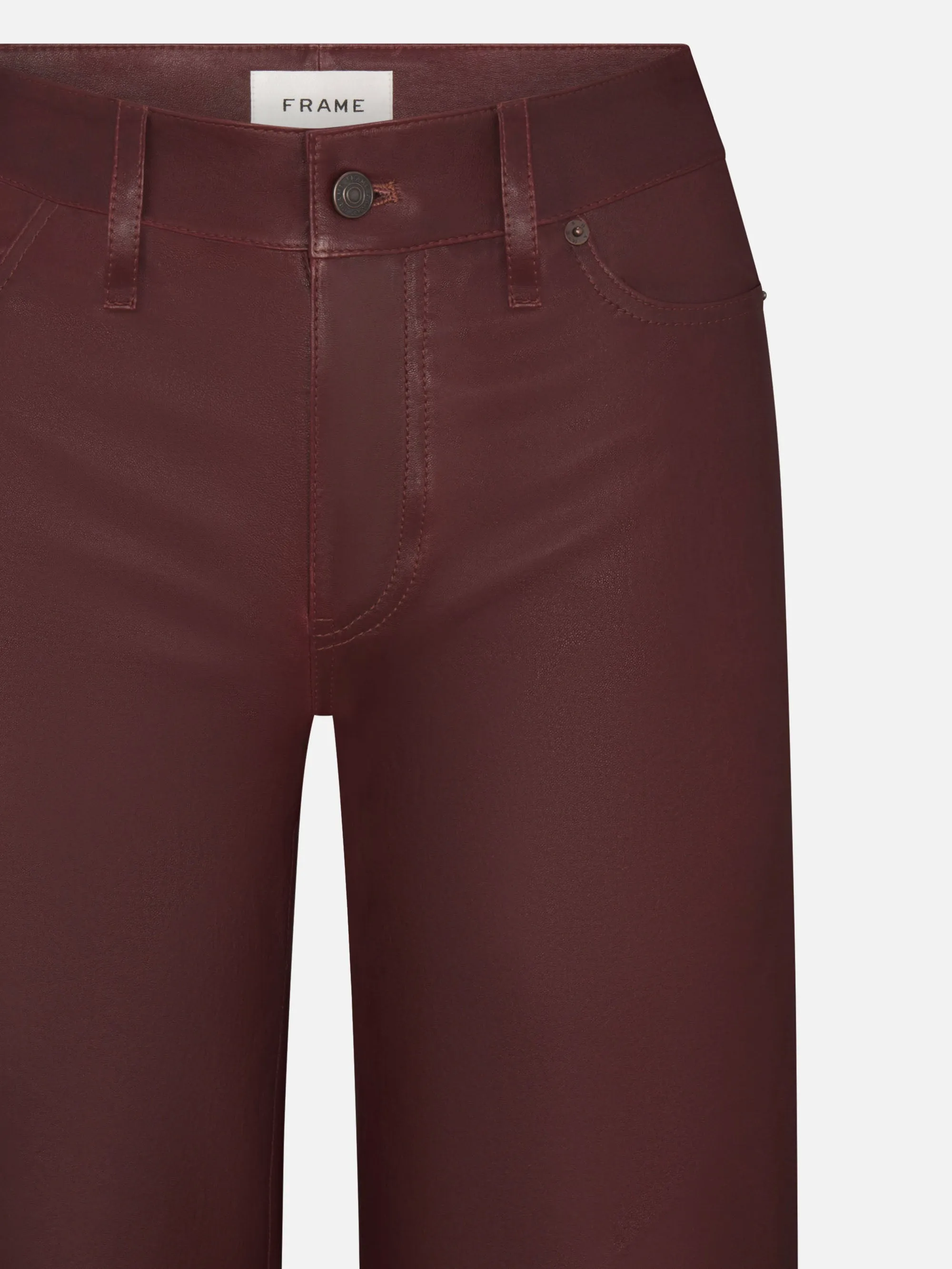 Le Slim Palazzo Leather Crop -- Oxblood sold by Frame Denim product image thumbnail 2