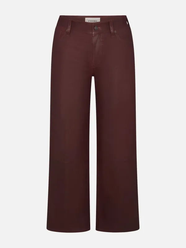 Le Slim Palazzo Leather Crop -- Oxblood sold by Frame Denim