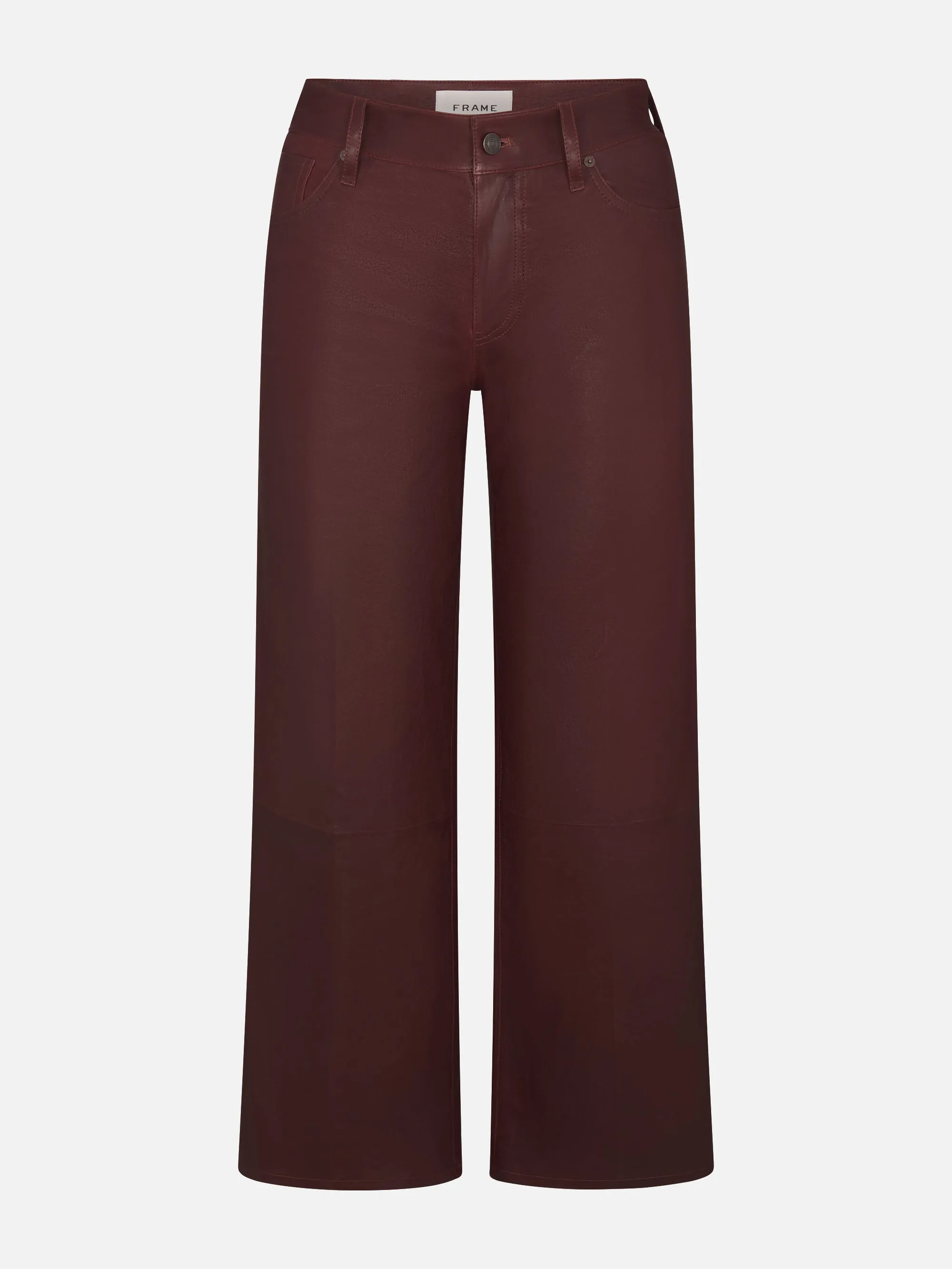 Le Slim Palazzo Leather Crop -- Oxblood sold by Frame Denim