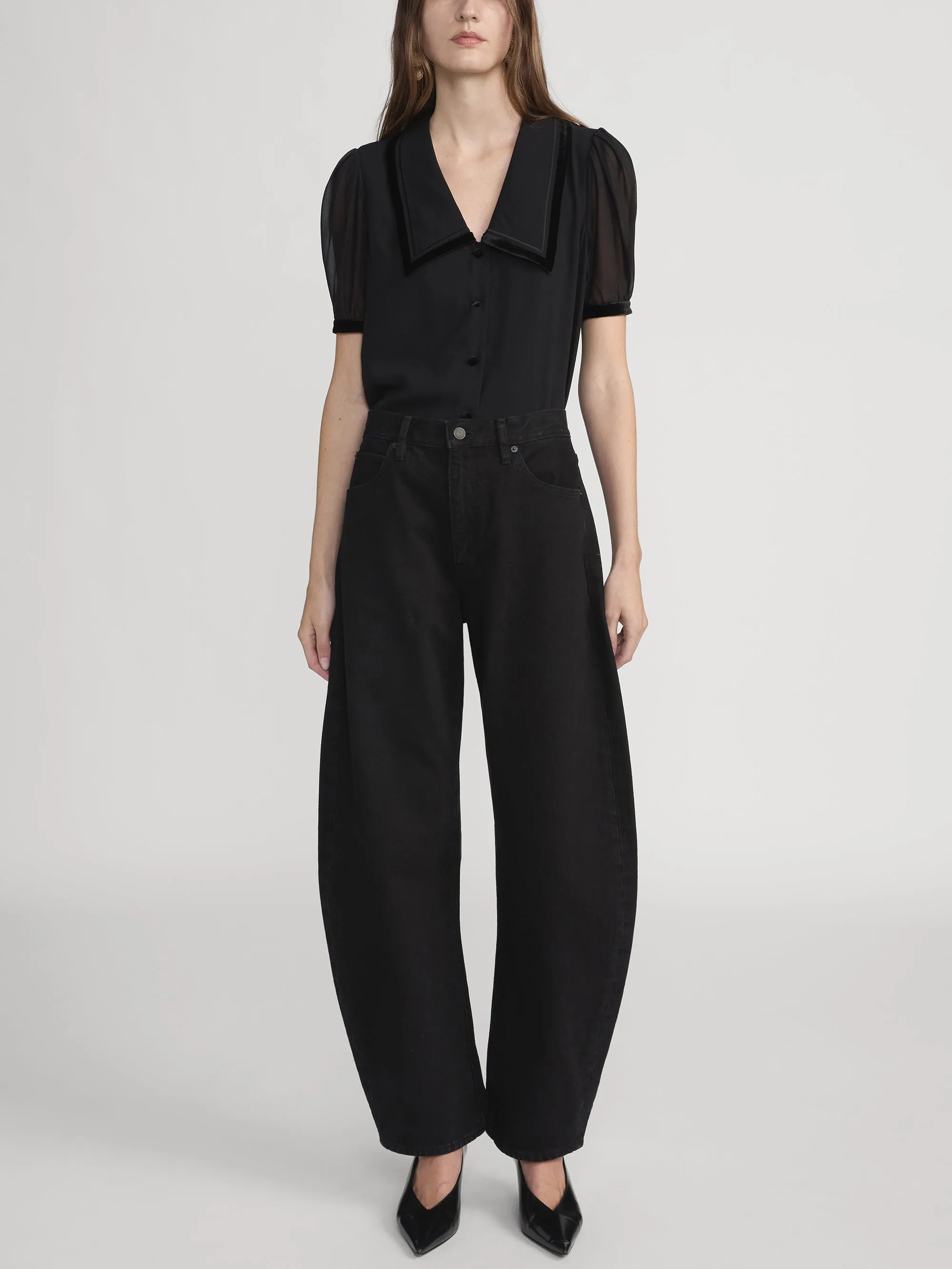 The Velvet Trim Sailor Blouse -- Black sold by Frame Denim product image thumbnail 2