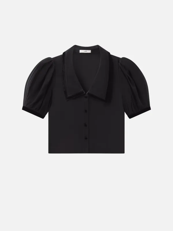 The Velvet Trim Sailor Blouse -- Black sold by Frame Denim