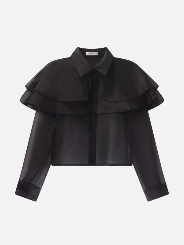 The Organza Cape L/S Top -- Black sold by Frame Denim