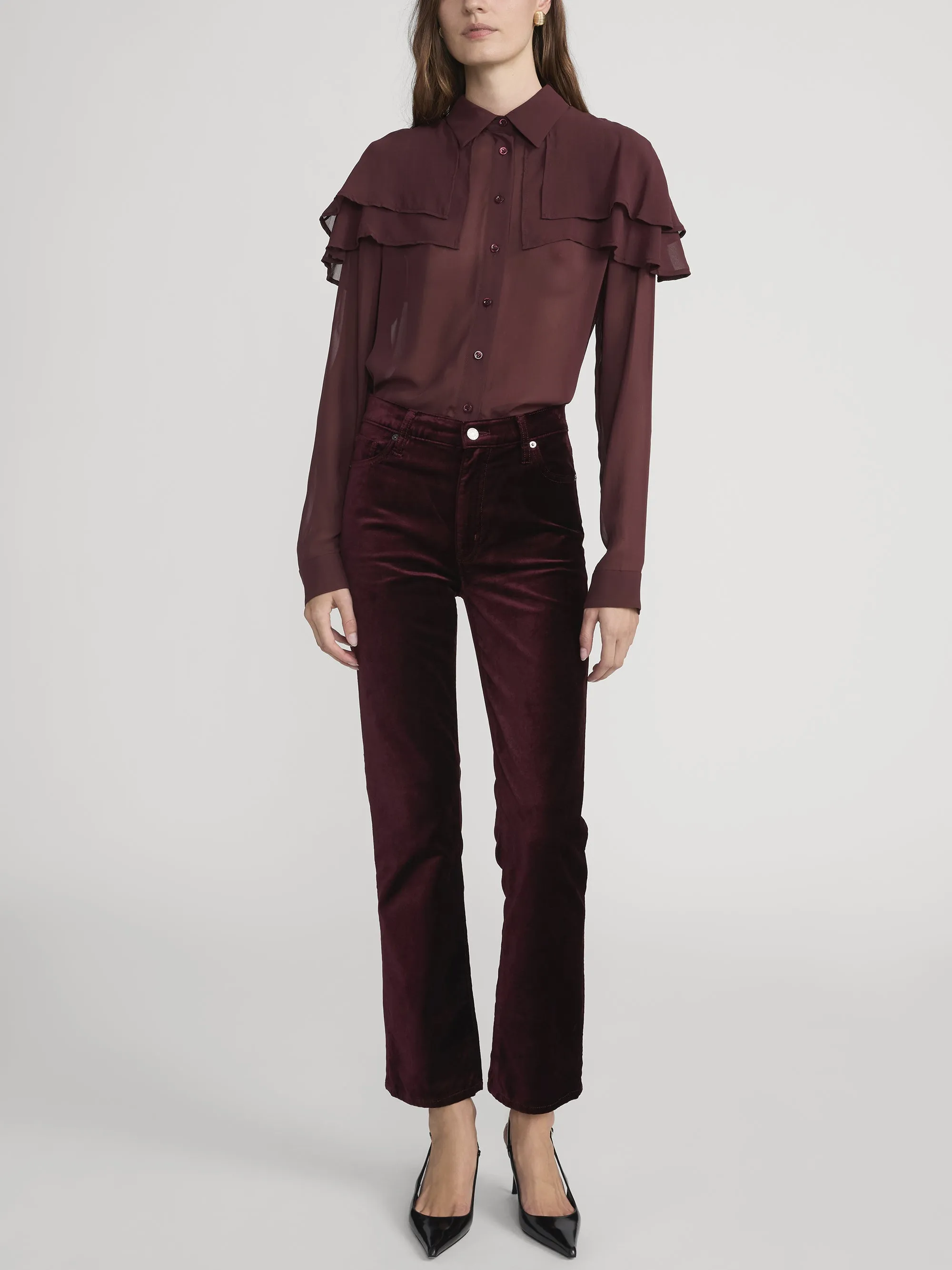 The Silk Cape Blouse -- Cabernet sold by Frame Denim product image thumbnail 2