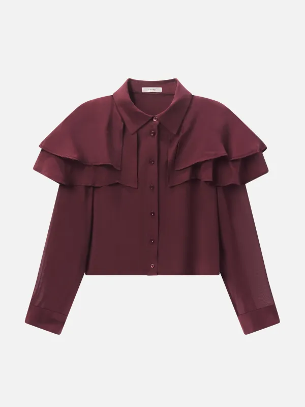 The Silk Cape Blouse -- Cabernet sold by Frame Denim