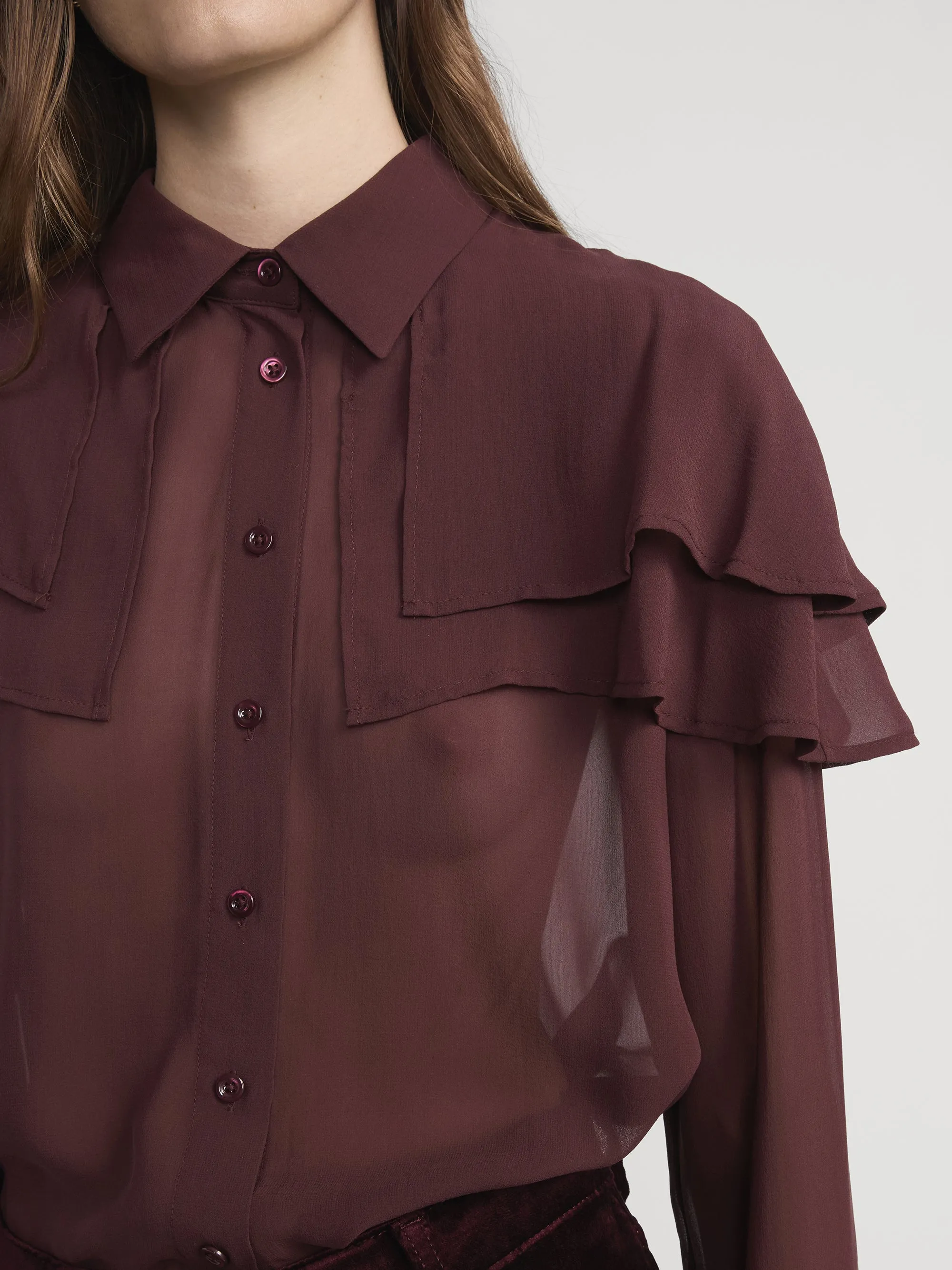 The Silk Cape Blouse -- Cabernet sold by Frame Denim product image thumbnail 4