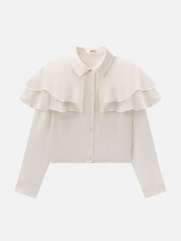 The Silk Cape Blouse -- Cream sold by Frame Denim