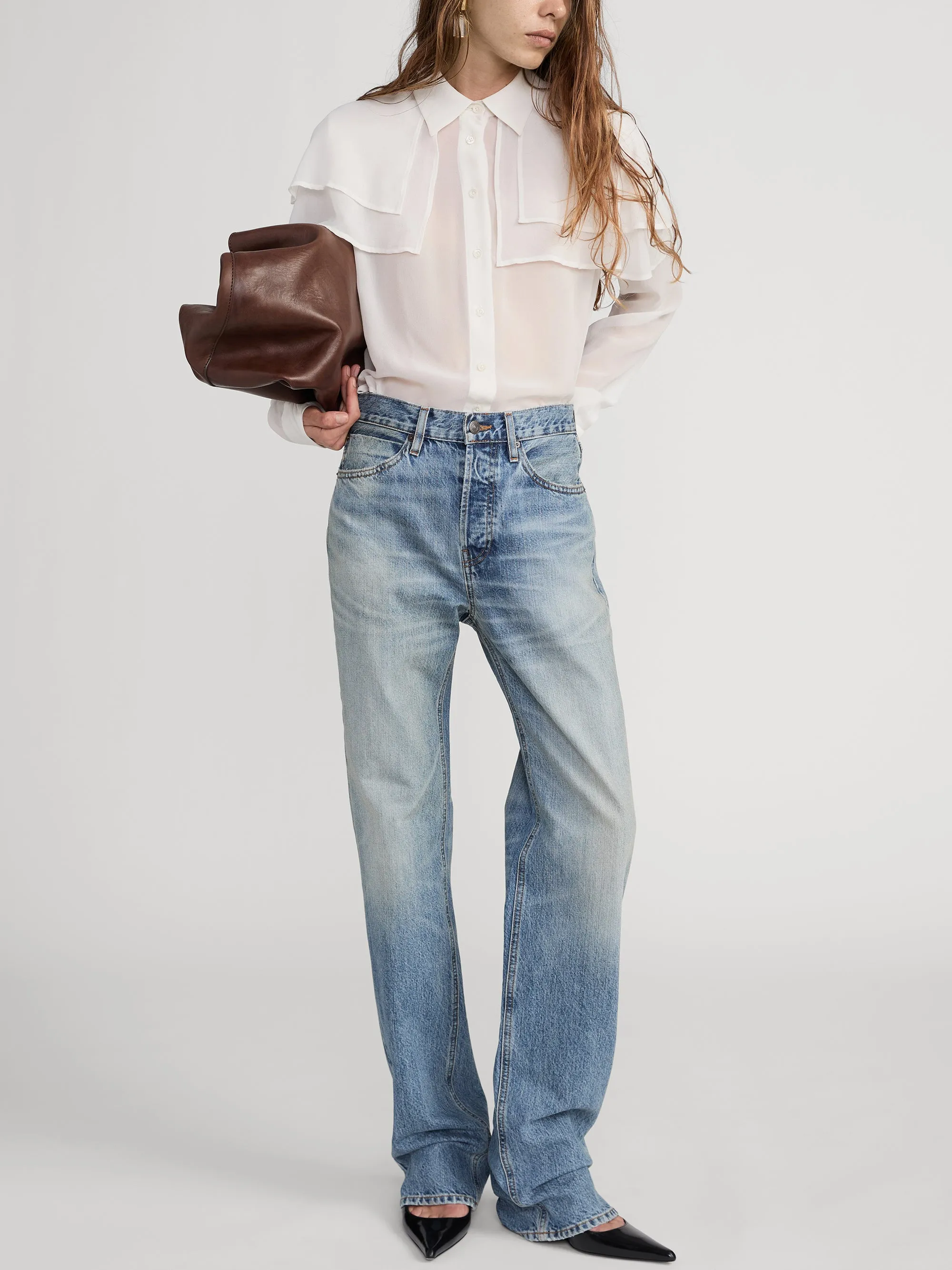 The Silk Cape Blouse -- Cream sold by Frame Denim product image thumbnail 2