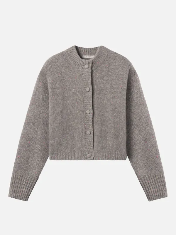 The Cashmere Fleck Cardi -- Silver sold by Frame Denim