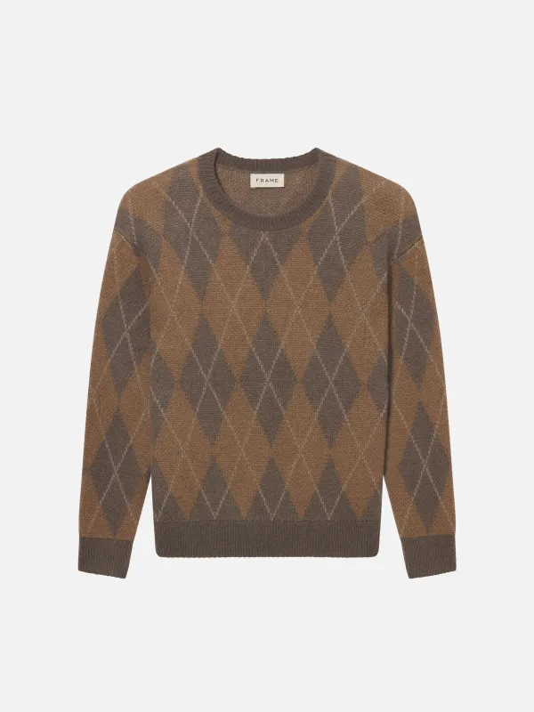 Argyle Crewneck Sweater -- Taupe Multi sold by Frame Denim